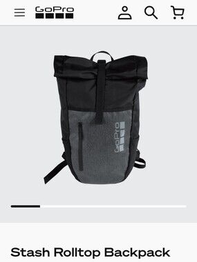 GoPro Stash Rolltop Backpack Black & Charcoal Travel Hiking Lightweight Unisex